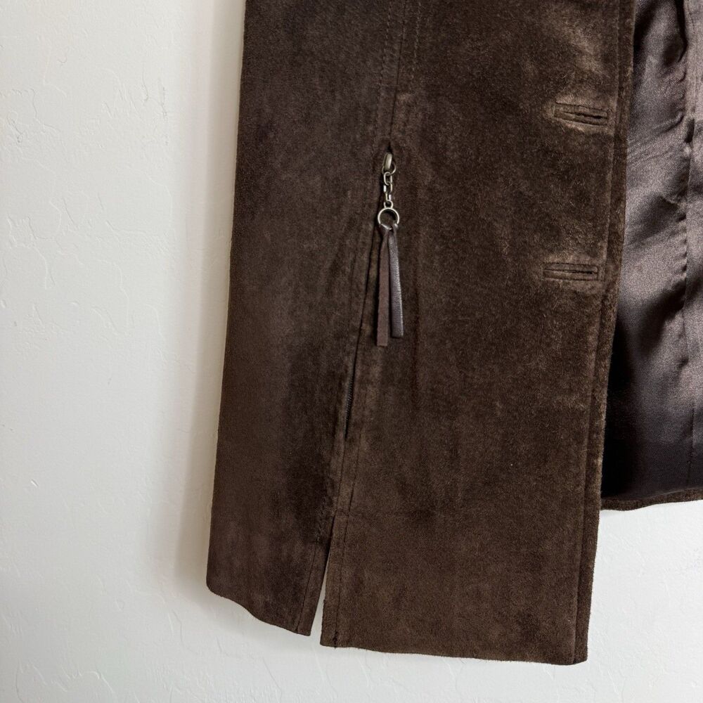 Vintage Cache Size M Suede Vest Chocolate Brown Longline Western Bobo Festival - Picture 7 of 16